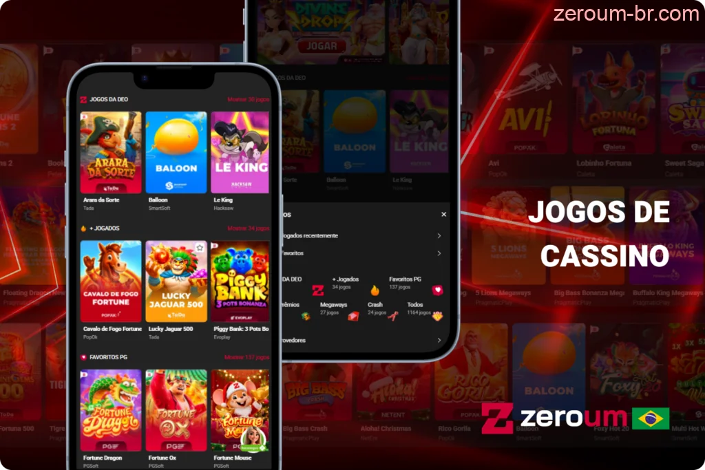 O cassino Zeroum Bet possui uma ampla biblioteca de jogos dos provedores mais populares
