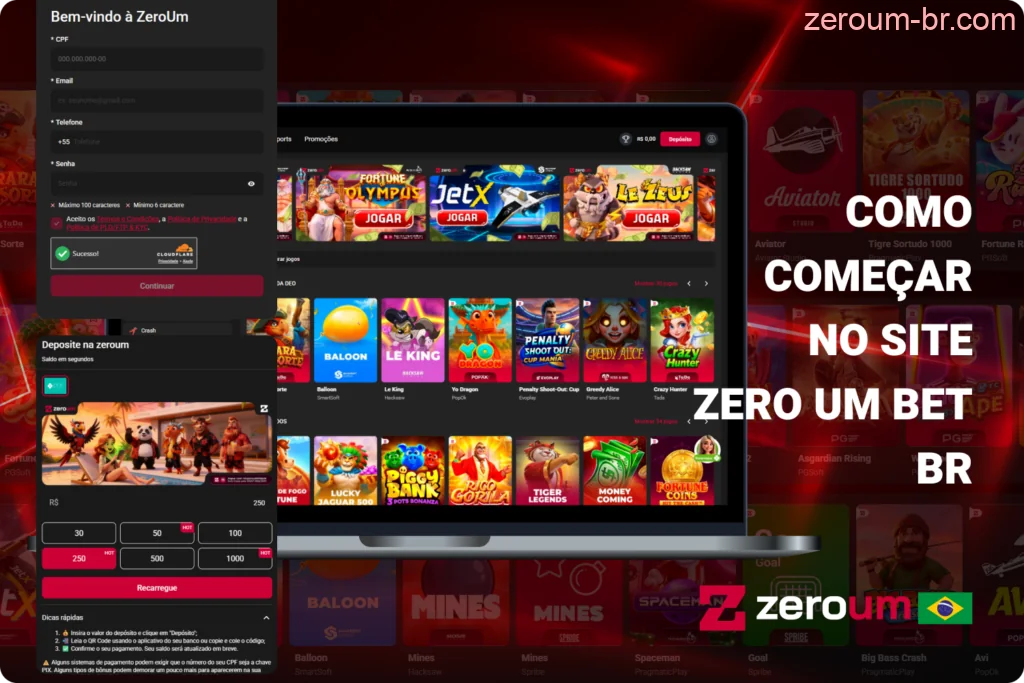 Para começar a jogar na Zeroum Bet, você precisa criar uma conta e fazer um depósito