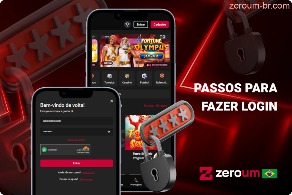 Para fazer o login na Zeroum Bet, os jogadores brasileiros devem inserir os dados informados durante o registro